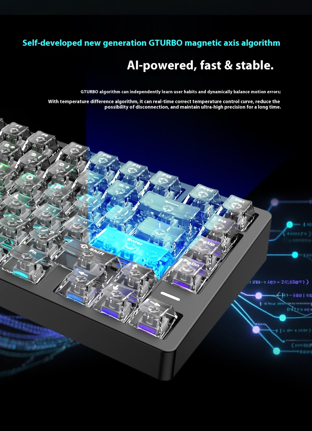 MARS75 PRO สวิทช์แม่เหล็กคีย์บอร์ดเกมสาย 0.001 มม.RT 480 Mhz MCU 8KHz ...