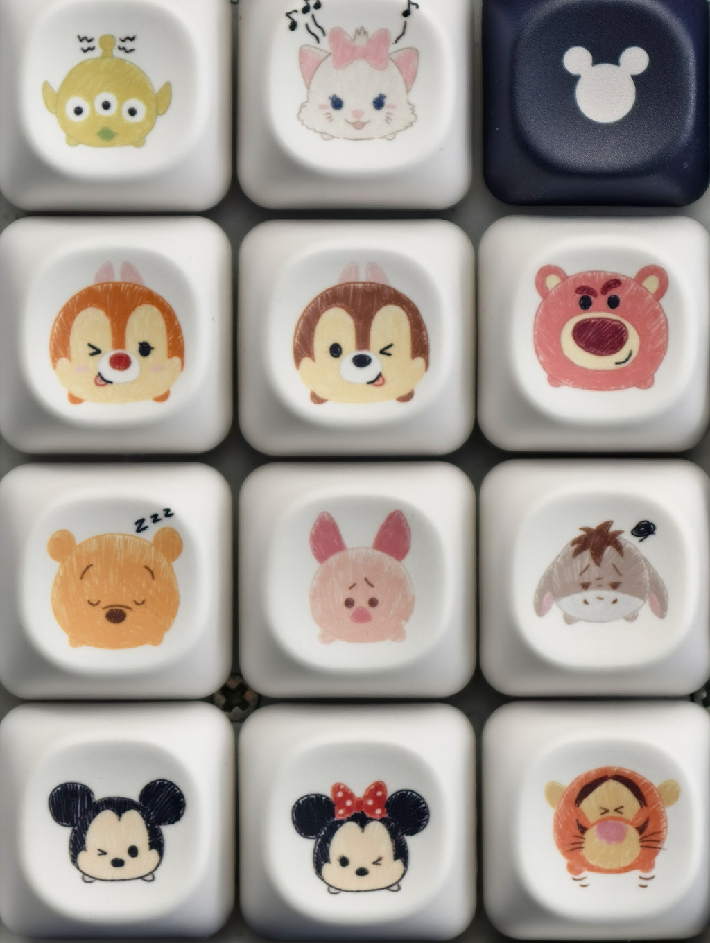 Disney Mickey Pooh Keycaps MOA Profile PBT 12pcs การ์ตูนรอบห้าด้าน Dye ...