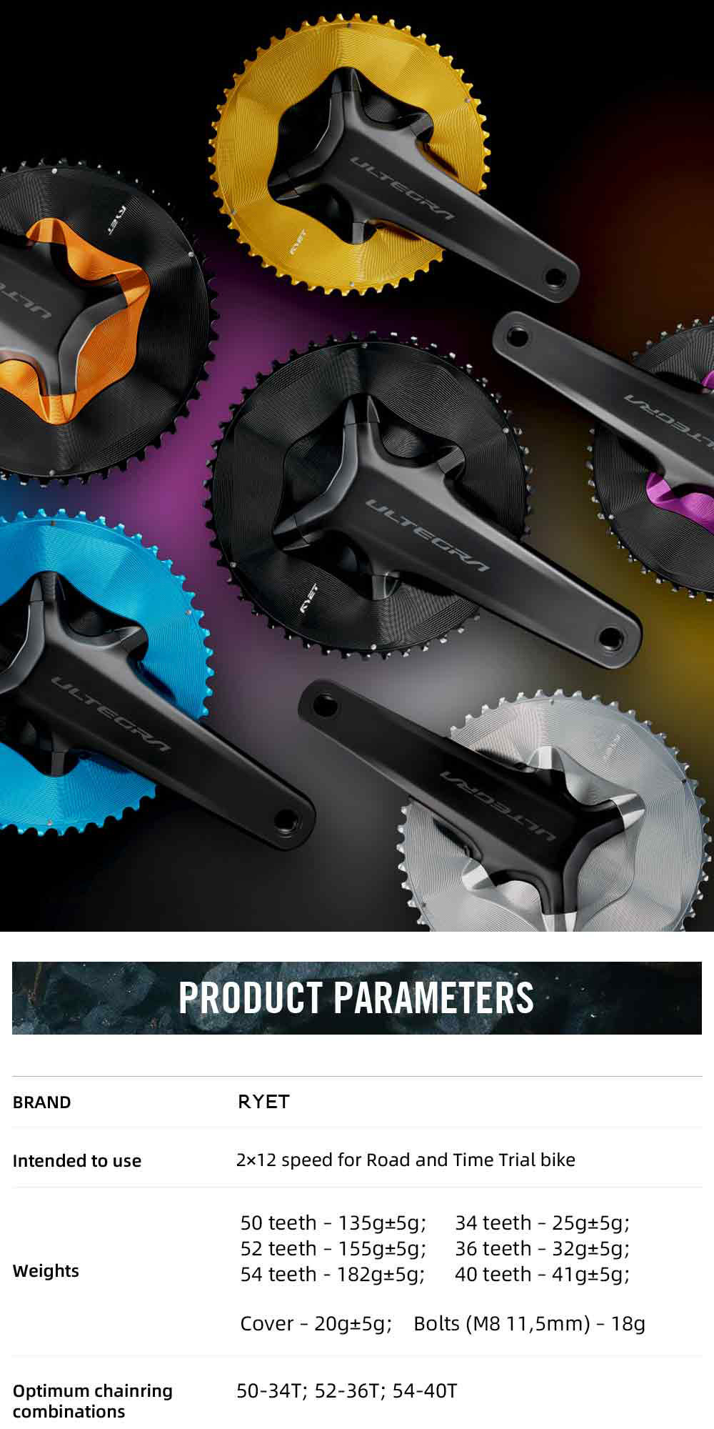 RYET Aero Design Road Bike Chainring สำหรับระบบขับขี่ Shimano Dura-Ace ...