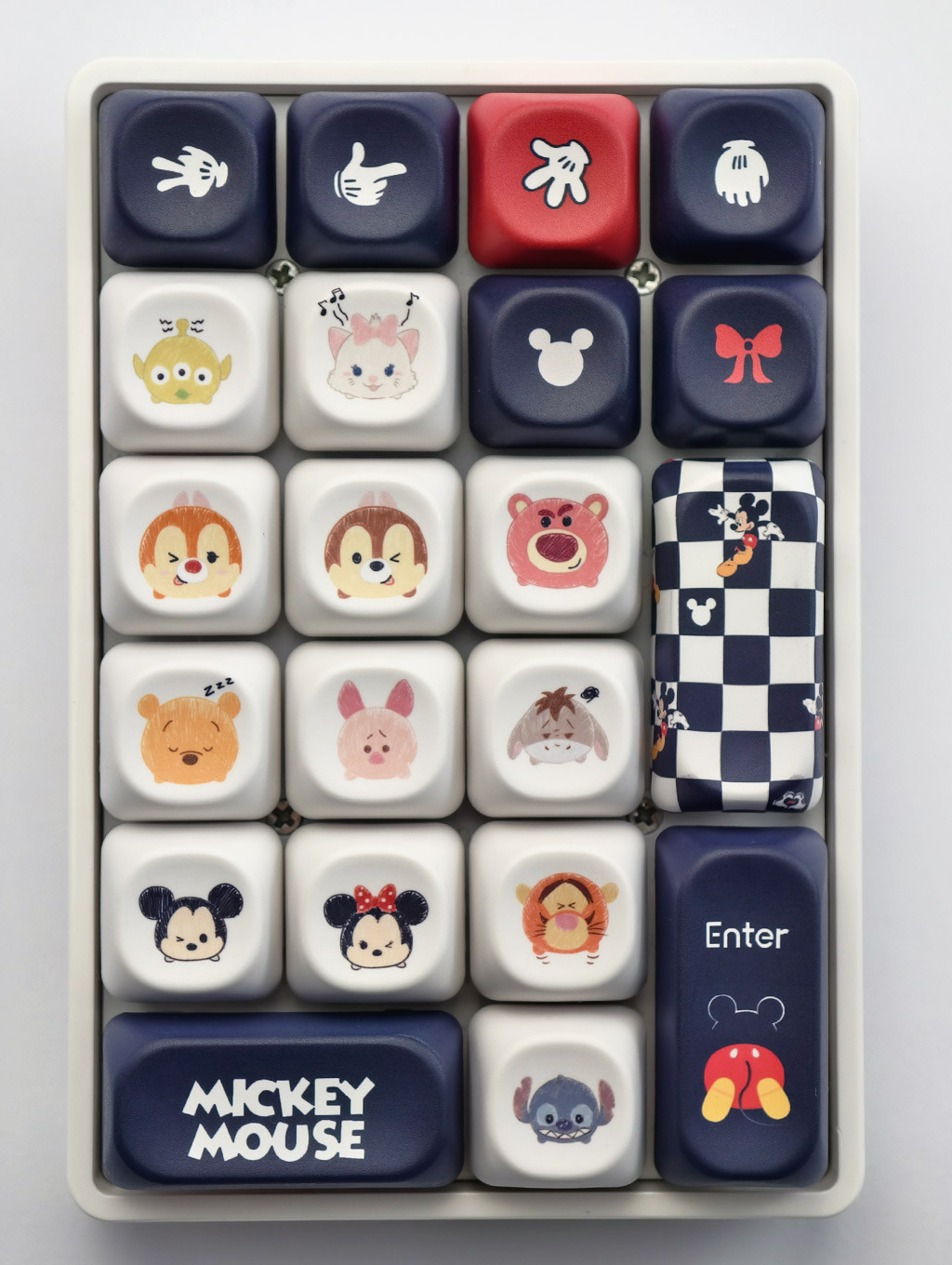 Disney Mickey Pooh Keycaps MOA Profile PBT 12pcs การ์ตูนรอบห้าด้าน Dye ...