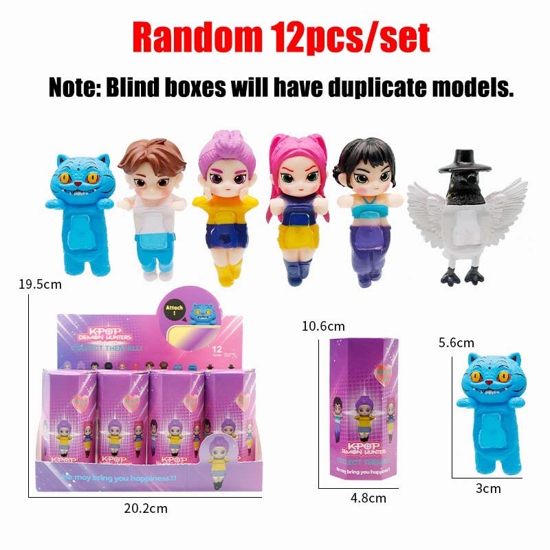12 ชิ้นสุ่ม KPop Demon Hunters Hipper มินิรูป Huntrix Hippers สําหรับ ...
