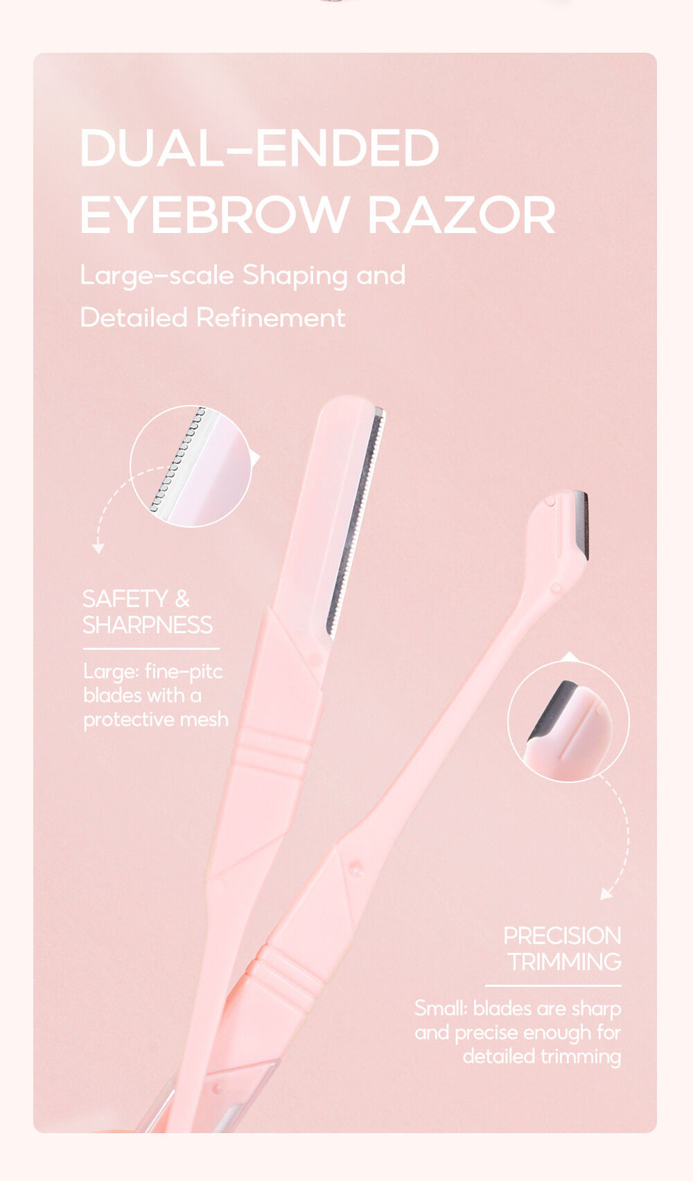 Oni Dual-Ended Eyebrow Razor 2pcs #Sakura Pink โอนิ มีดกันคิ้วปลายคู่ ...