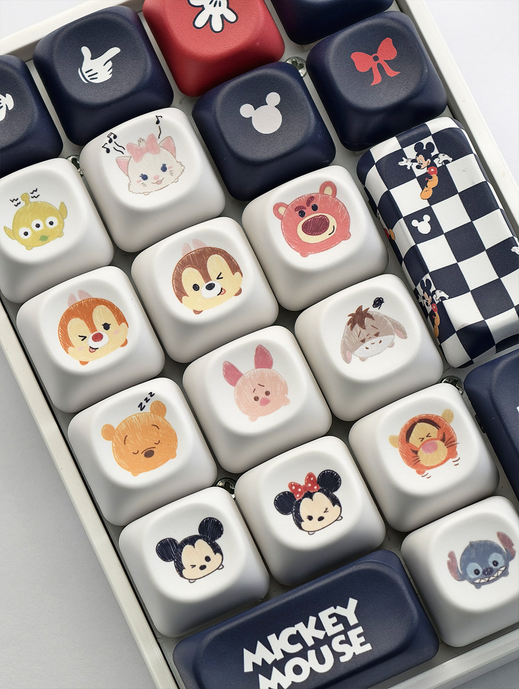 Disney Mickey Pooh Keycaps MOA Profile PBT 12pcs การ์ตูนรอบห้าด้าน Dye ...
