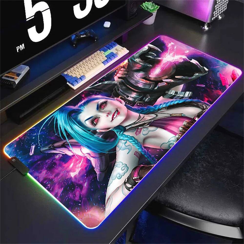 LeagueS of Legends Jinx แผ่นรองเมาส์ Xxl แล็ปท็อป Gaming Rgb อะนิเมะ ...