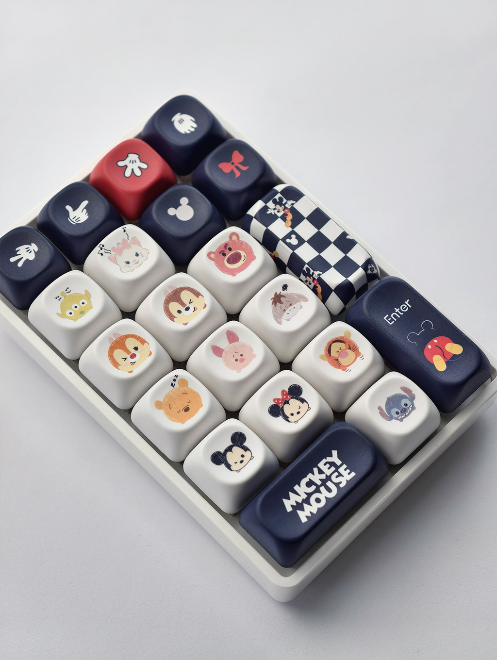 Disney Mickey Pooh Keycaps MOA Profile PBT 12pcs การ์ตูนรอบห้าด้าน Dye ...
