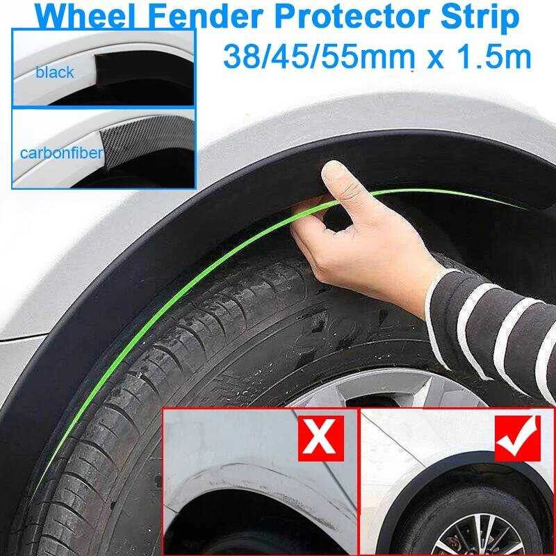 Universal สีดํา Carbonfiber Fender Flare ล้อรถคิ้ว Ruer Protector Strip ...