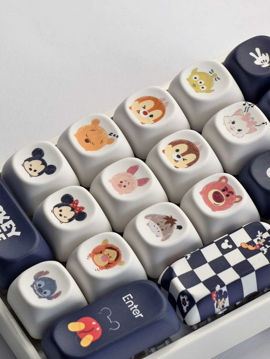 Disney Mickey Pooh Keycaps MOA Profile PBT 12pcs การ์ตูนรอบห้าด้าน Dye ...