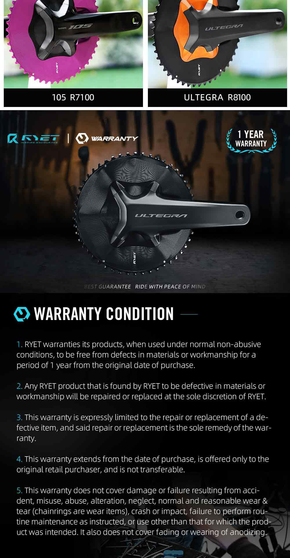 RYET Aero Design Road Bike Chainring สำหรับระบบขับขี่ Shimano Dura-Ace ...