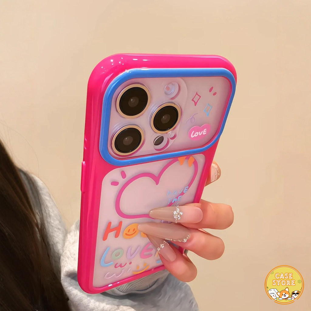เคส ลายหัวใจข้อความ Happy Lovely สำหรับ iPhone 17Air 14 15 Pro 13 17 ...