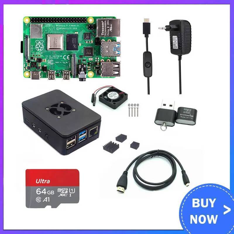TA Raspberry Pi 4 รุ่น B 2/4/8GB RAM + เคส + พัดลม + อ่างความร้อน + อะ ...