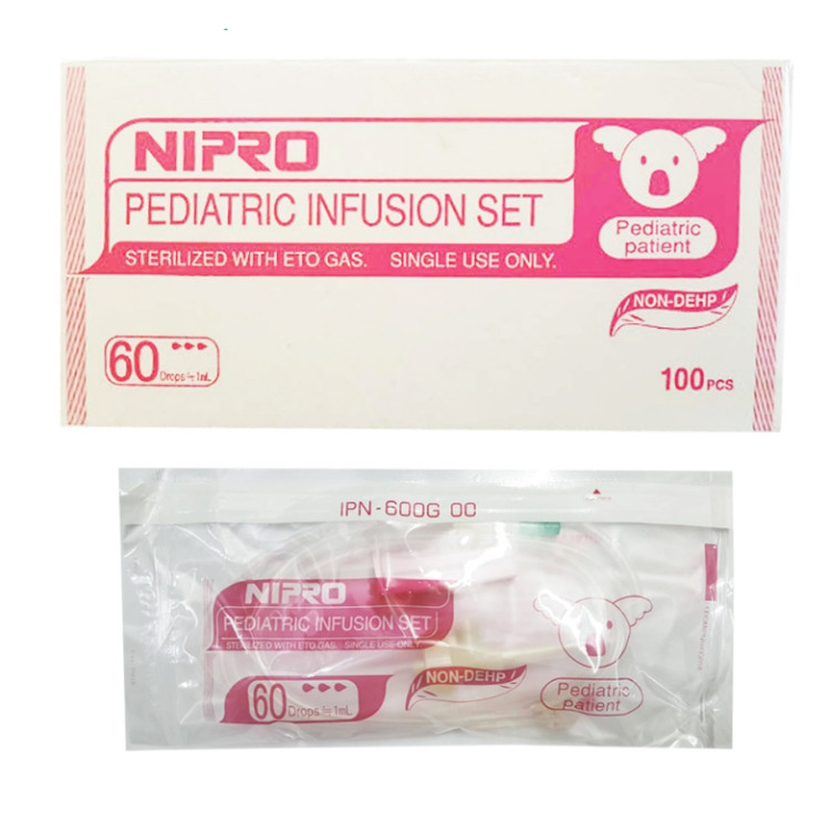 Nipro Pediatric infusion set [Non-DEHP] ชุดสายให้น้ำเกลือ.เด็ก สีชมพู ...