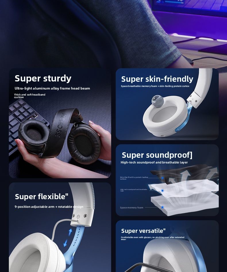 MCHOSE V9 Pro Wireless Esports Headset Tri Mode Gaming Bluetooth ...
