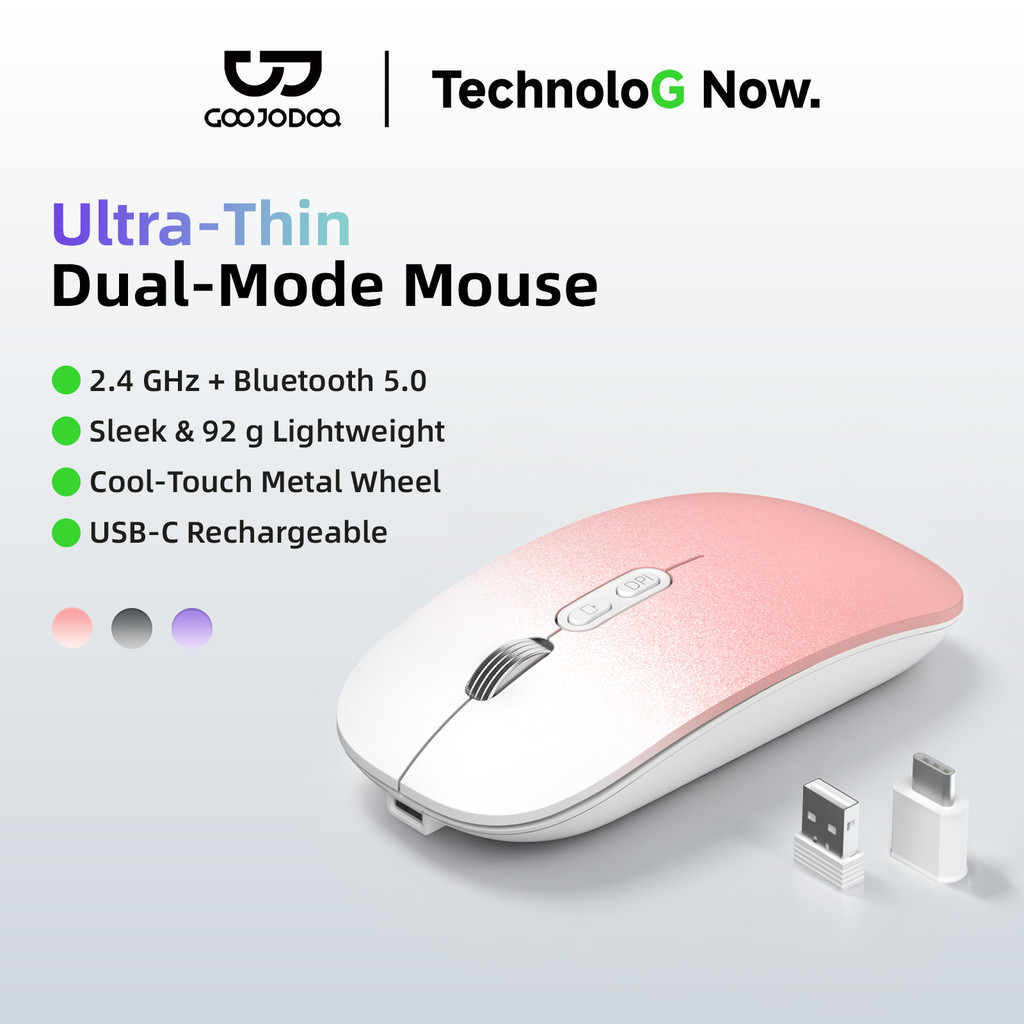 GOOJODOQ Mouse Bluetooth 5.0 and 2.4 GHz Wireless Connection 3 DPI ...
