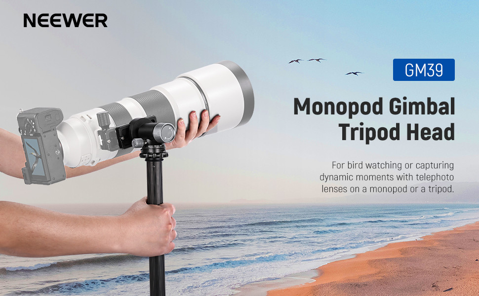 NEEWER GM39 หัวกิมบอลกล้อง – 360° แพน/90° Tilt, Metal Low Profile, Arca ...