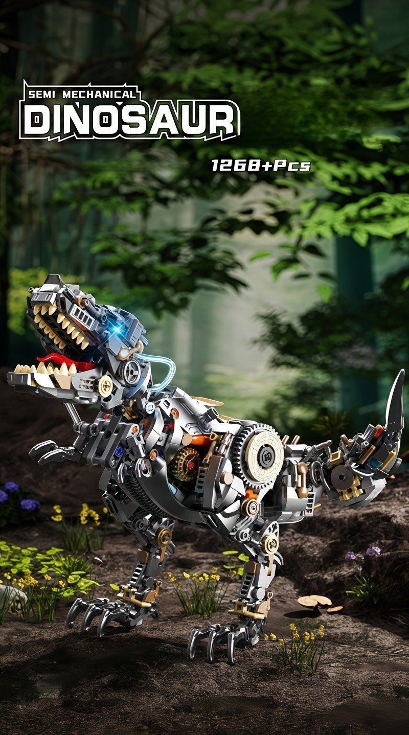 1268 ชิ้น Creative Series เทคโนโลยี Jurassic Mechanical ไดโนเสาร์ ...