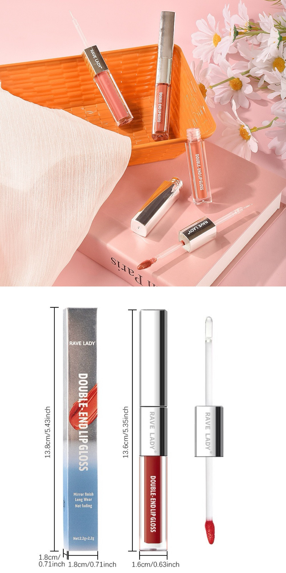 RAVE LADY 2-in-1 ลิปสติก & Lip Mud, Velvet Matte Long Lasting Transfer ...