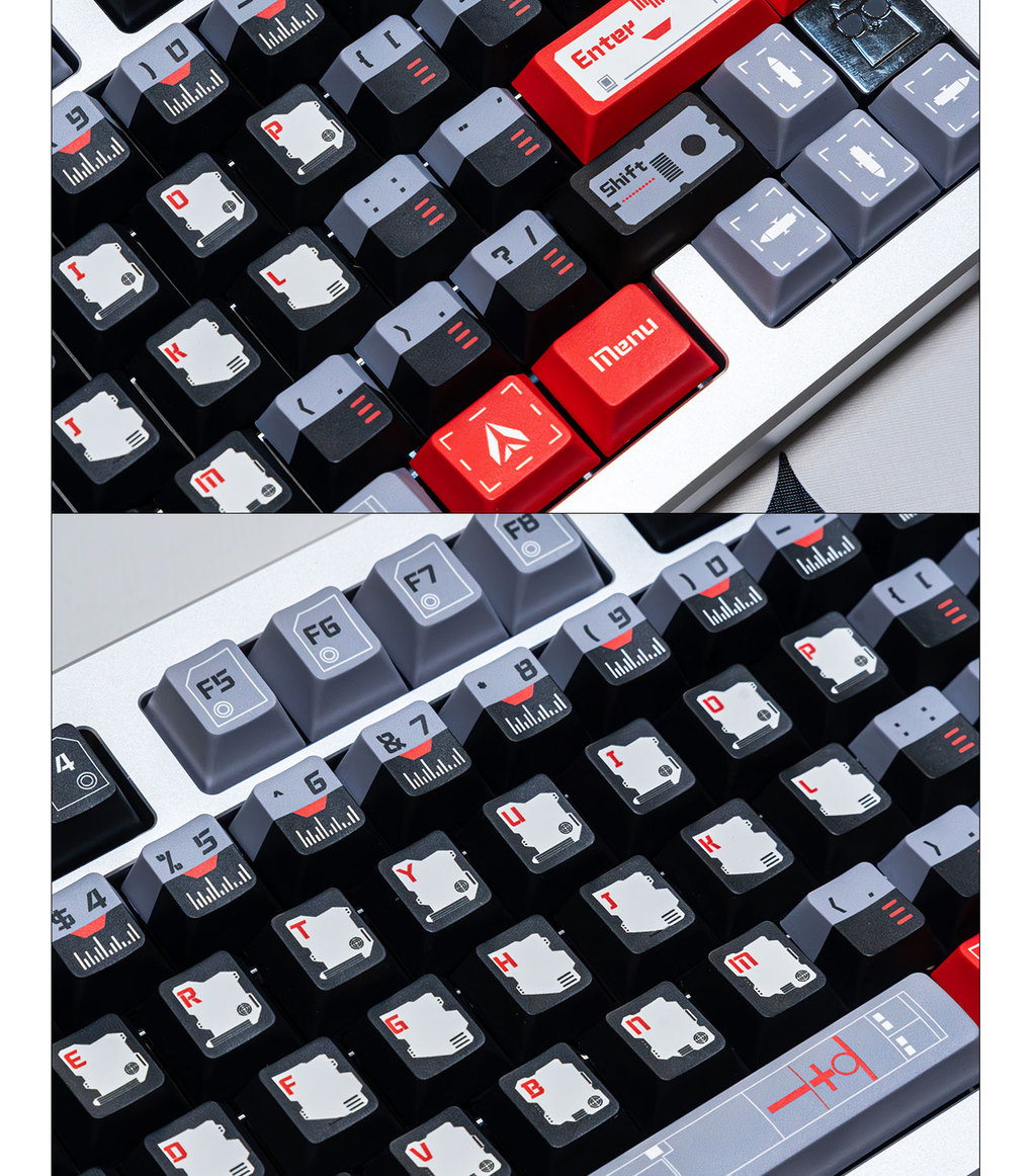 Black Armor Bridge 136 PBT Keycaps โปรไฟล์เชอร์รี่, Dye-Sub 6.25u ...