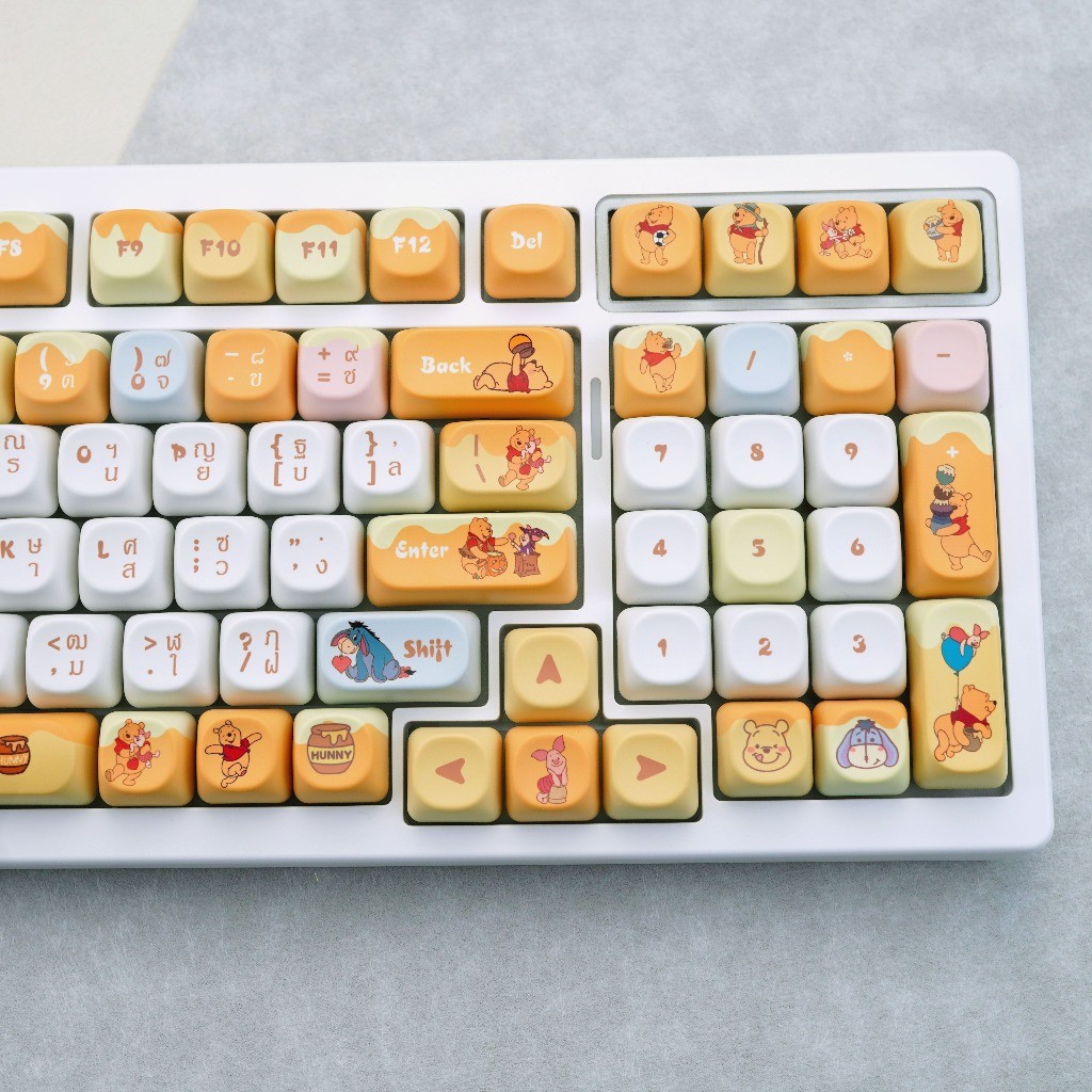 Winnie The Pooh Keycaps PBT 130 คีย์ MOA Profile Piglet Eeyore น่ารัก ...