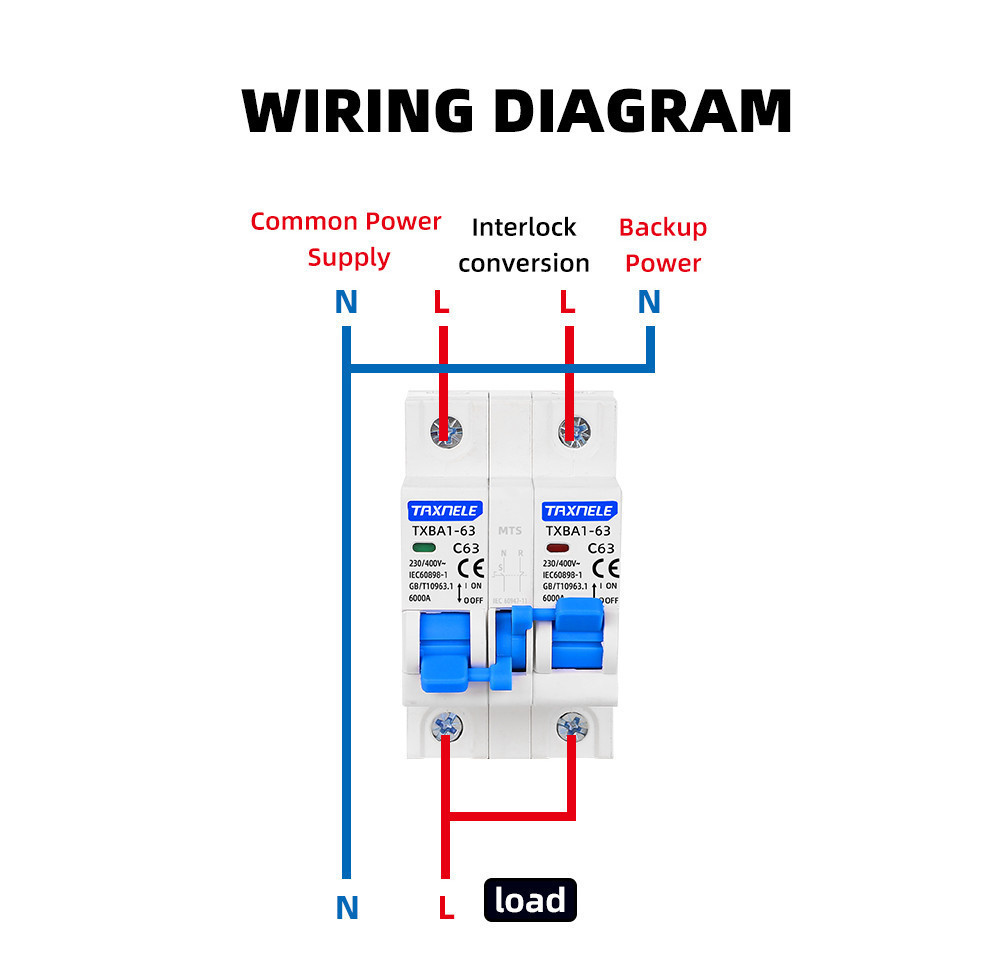 1P+1P 2P+2P MTS AC Dual Power Manual Transfer Switch Circuit Breaker ...