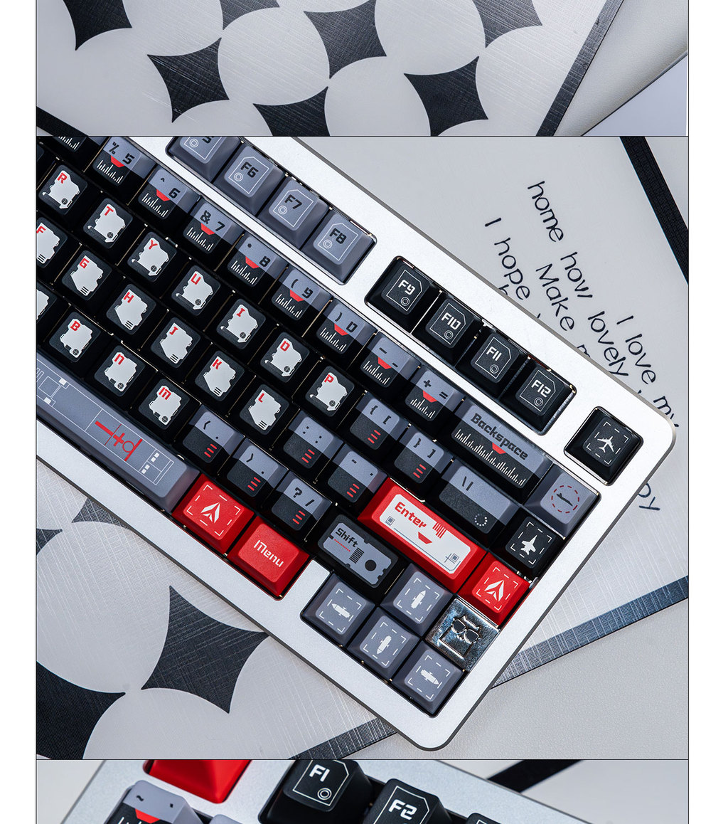 Black Armor Bridge 136 PBT Keycaps โปรไฟล์เชอร์รี่, Dye-Sub 6.25u ...