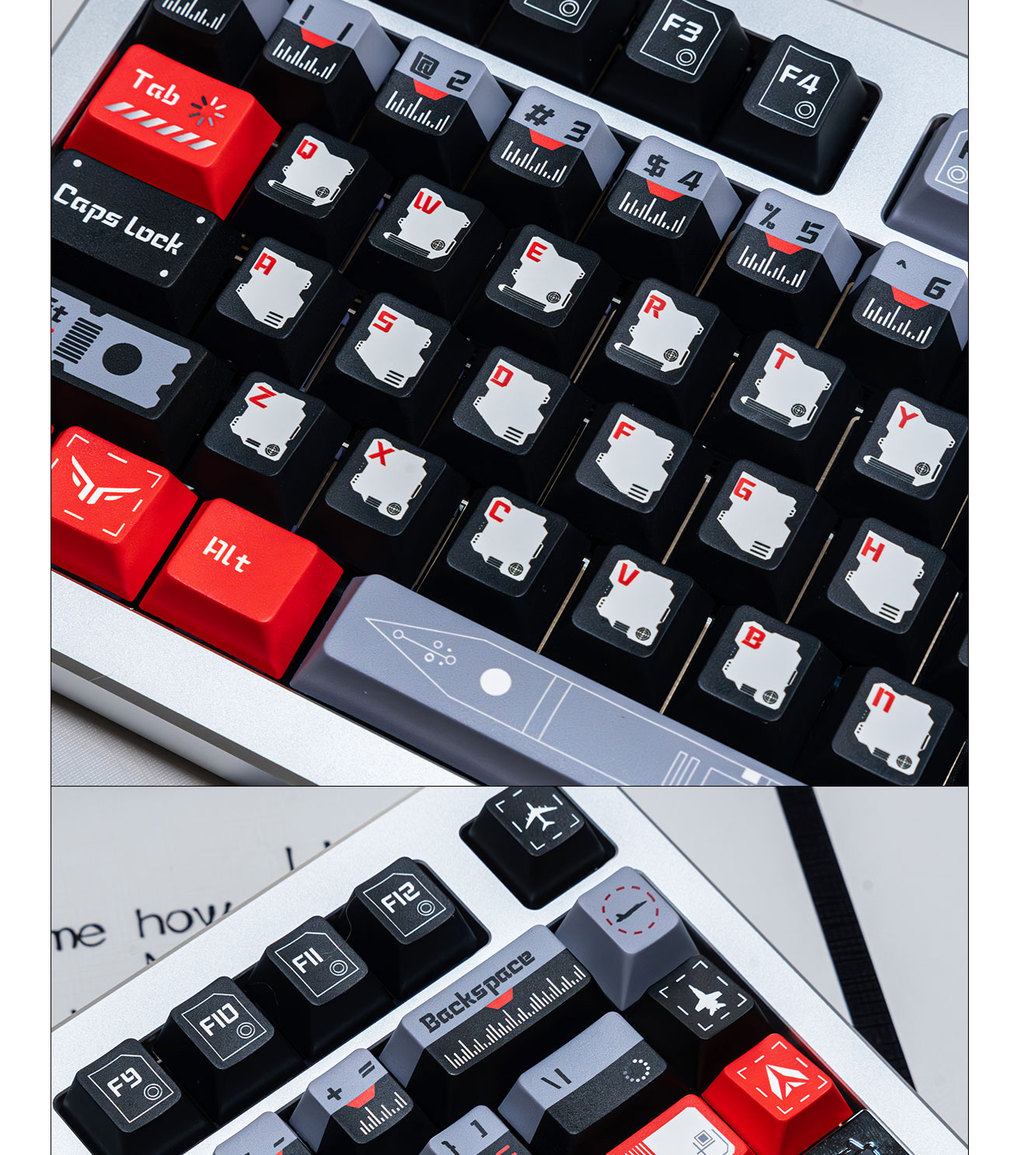 Black Armor Bridge 136 PBT Keycaps โปรไฟล์เชอร์รี่, Dye-Sub 6.25u ...