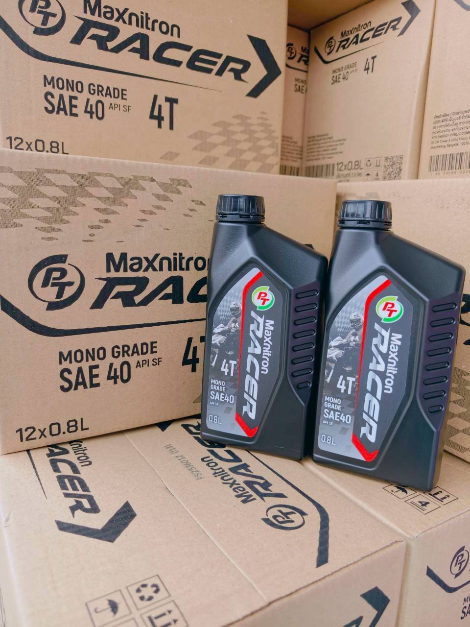 น้ำมันเครื่องยกลัง PT Maxnitron Racer 4T SAE40 API SF 0.8L ...
