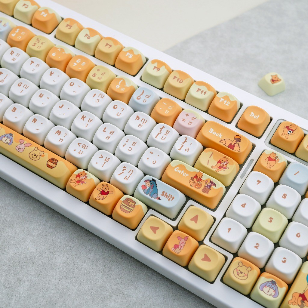 Winnie The Pooh Keycaps PBT 130 คีย์ MOA Profile Piglet Eeyore น่ารัก ...