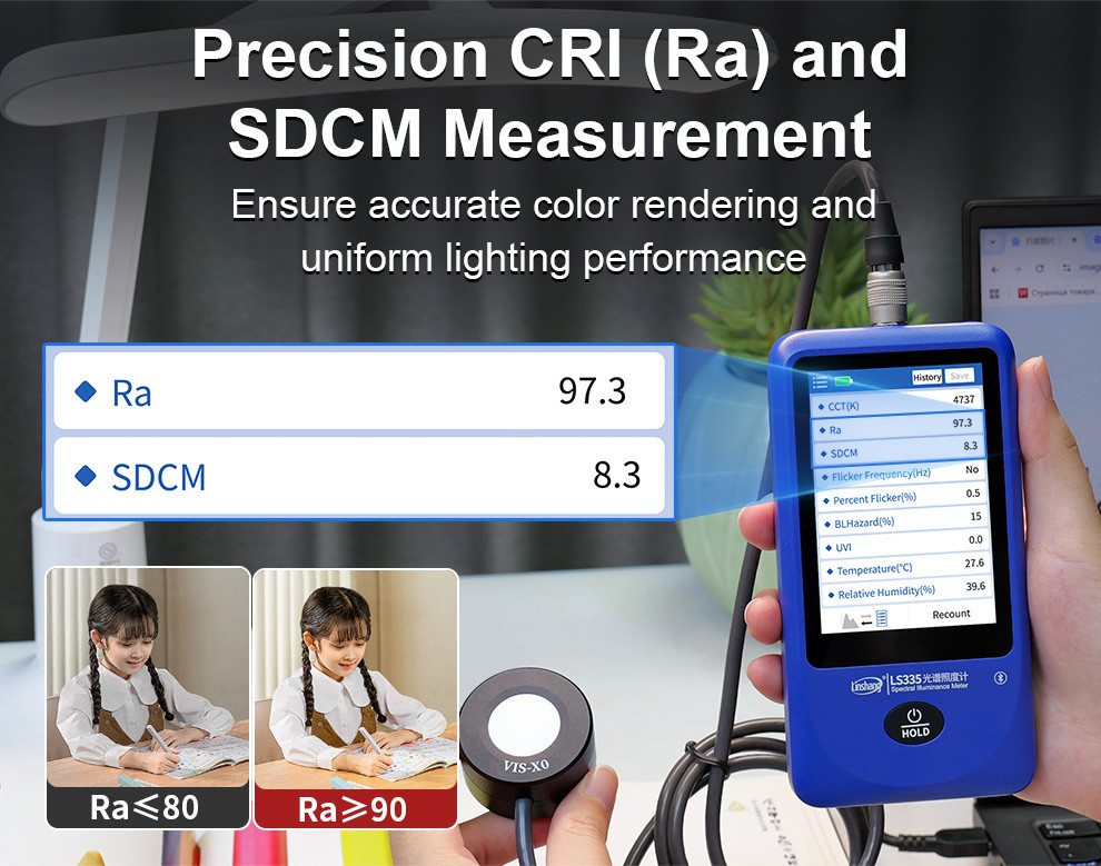 LS335 Spectrometer เครื่องวัดสเปกตรัมของแสง CRI meter CCT Lux Tester ...