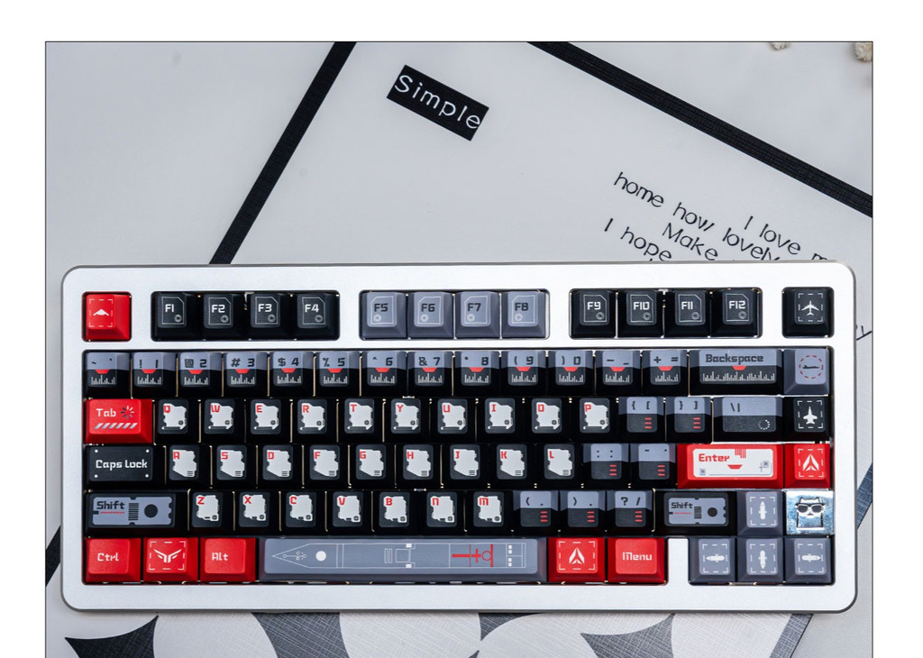 Black Armor Bridge 136 PBT Keycaps โปรไฟล์เชอร์รี่, Dye-Sub 6.25u ...