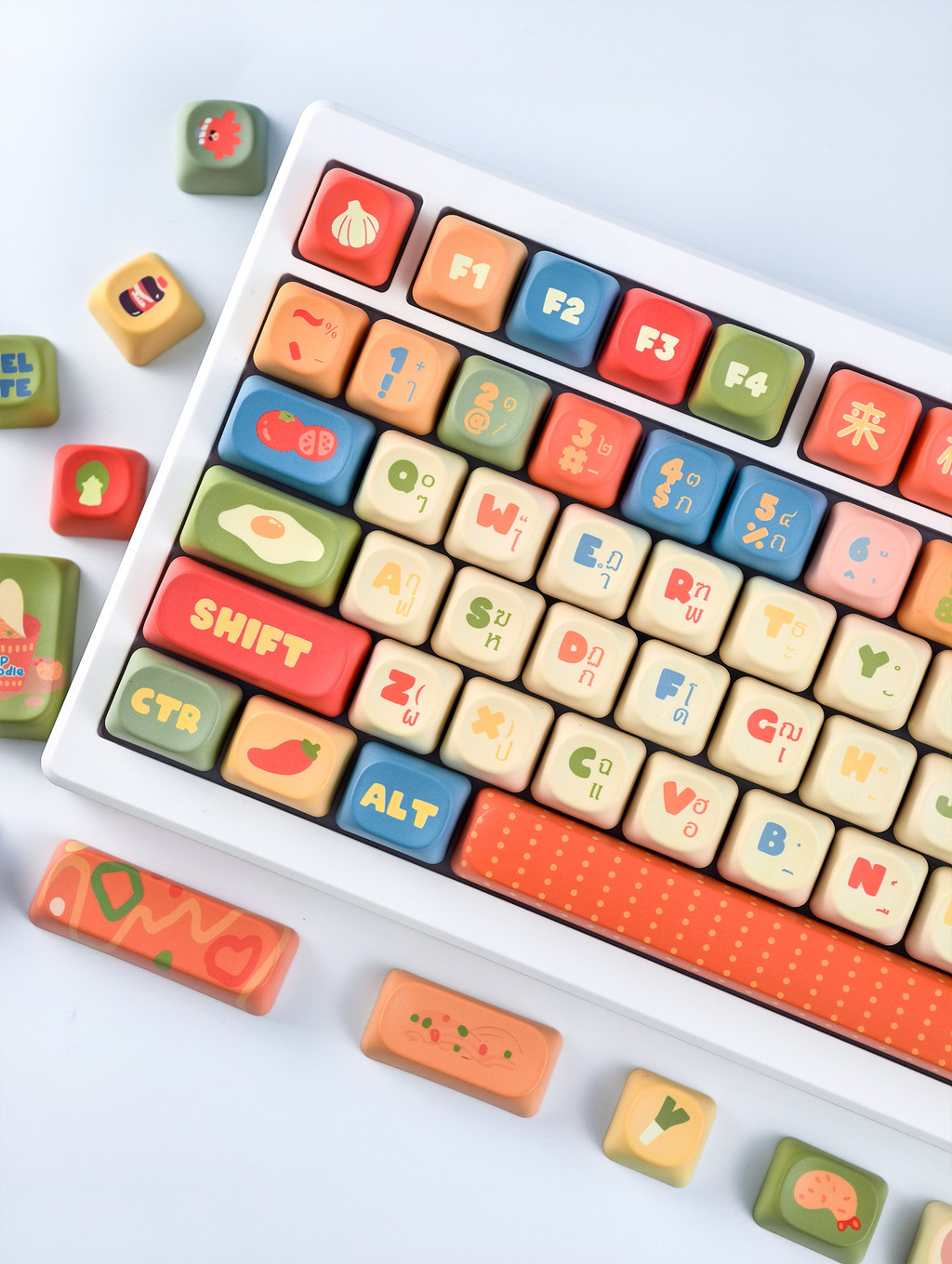 【คีย์แคปไทย】MAIMOOO Instant Noodle Keycap MOA Profile 120 คีย์ PBT Dye ...