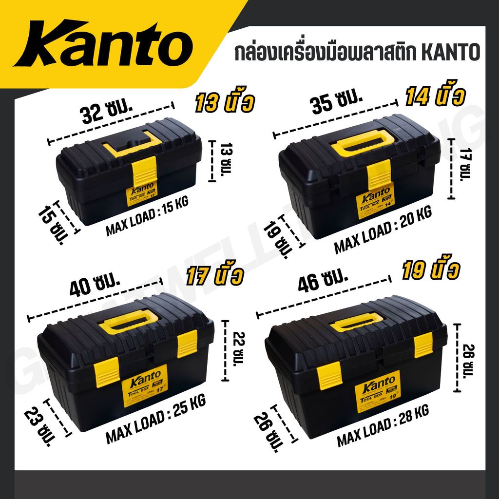 KANTO กล่องเครื่องมือพลาสติก ล็อคเหล็ก/พลาสติก ขนาด 13,14,17,19,21 นิ้ว ...