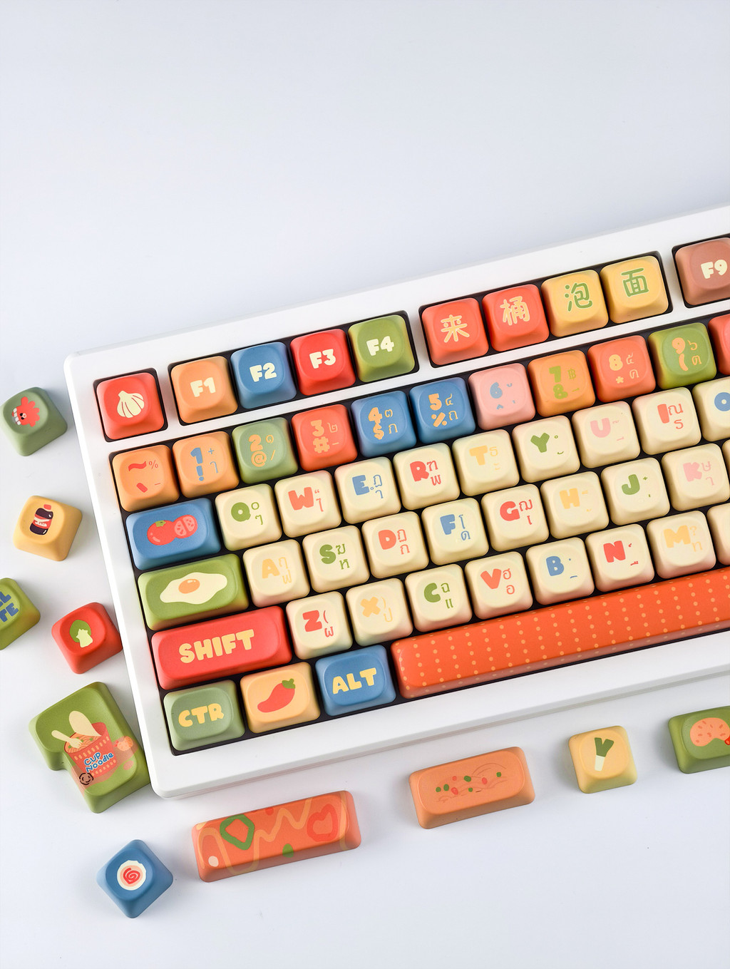 【คีย์แคปไทย】MAIMOOO Instant Noodle Keycap MOA Profile 120 คีย์ PBT Dye ...