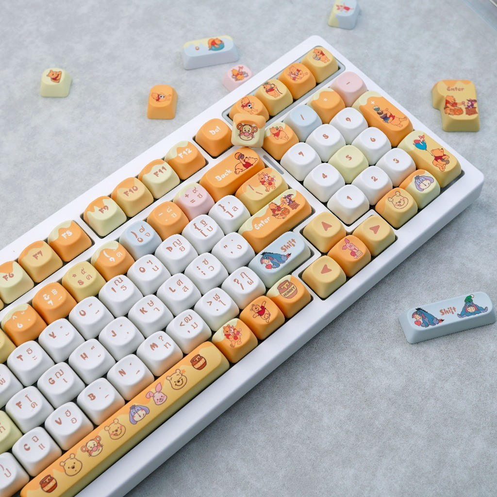 Winnie The Pooh Keycaps PBT 130 คีย์ MOA Profile Piglet Eeyore น่ารัก ...