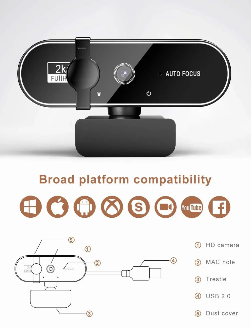 4K USB Web Camera With Microphone 2K Camera PC Computer Laptop Live ...