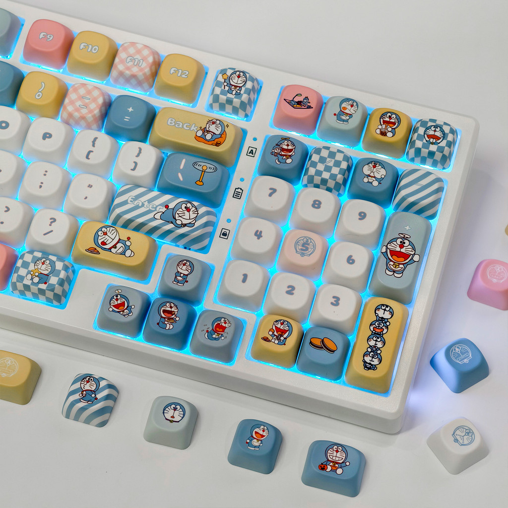 MAIMOOO การ์ตูน Keycaps 120 คีย์ MOA โปรไฟล์ PBT Doraemon Keycap Aula ...