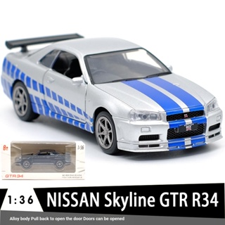 สินค้า Nissan Skyline GTR R34 โมเดลรถยนต์ โลหะผสม 1: 36 ของเล่น ของสะสม สําหรับเด็กผู้ชาย