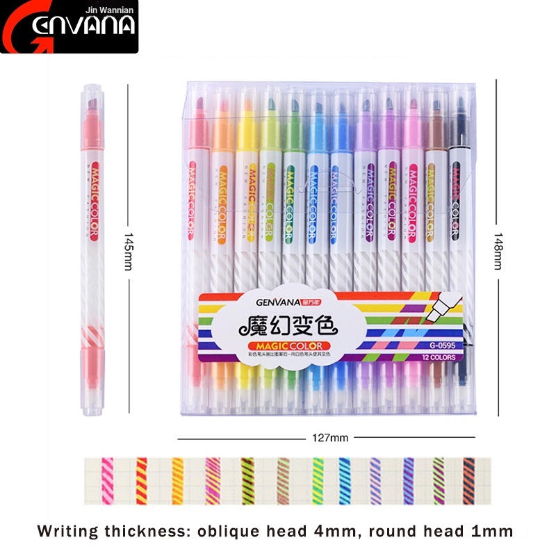 genvana-ปากกามาร์กเกอร์-เปลี่ยนสีได้-12-สี-g-0595
