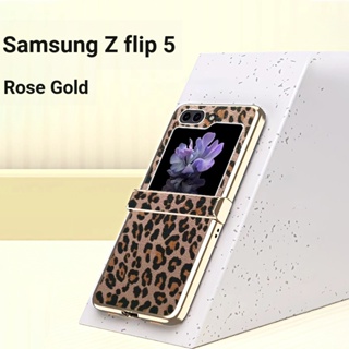 เคสโทรศัพท์มือถือหนังแข็ง กันกระแทก พิมพ์ลายเสือดาว สําหรับ Samsung Galaxy Z Flip 5 4 3 Flip5 Flip4 Flip3 5G