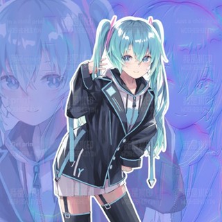 สติกเกอร์ กันน้ํา ลายการ์ตูนอนิเมะ MIKU Hatsune MIKU สองมิติ สําหรับติดตกแต่งรถยนต์