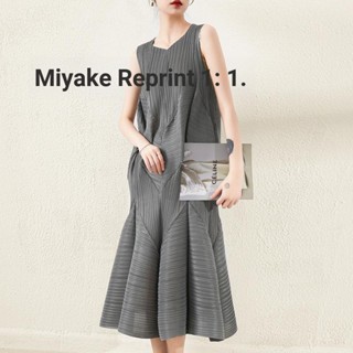 Miyake ชุดเดรสกระโปรงพลีท ทรงหลวม เข้ารูป แฟชั่นฤดูใบไม้ผลิ สําหรับสตรี 2023