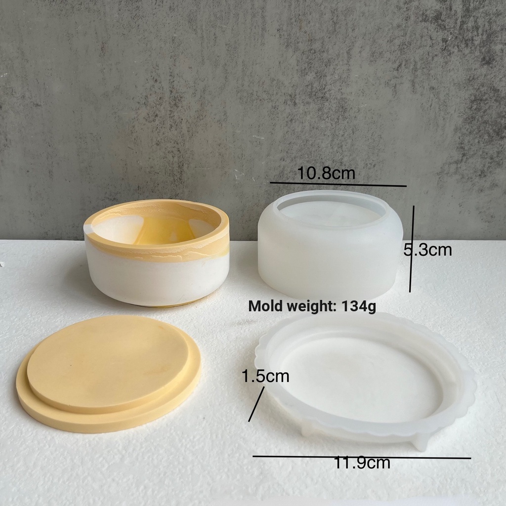 กล่องเก็บของ-ทรงกลม-ขนาดใหญ่-พร้อมฝาปิด-แม่พิมพ์ซิลิโคน-กล่องเก็บเครื่องประดับ-อีพ็อกซี่-พลาสเตอร์-แม่พิมพ์เทียนหอม-ถ้วยแม่พิมพ์