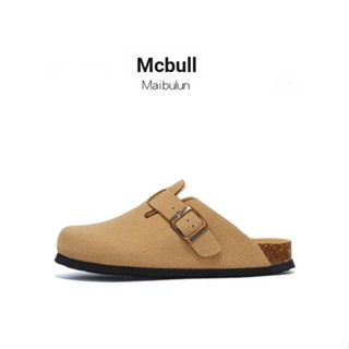 BIRKENSTOCK Baotou รองเท้าแตะหนัง ทรงกลม แฟชั่นฤดูใบไม้ผลิ และฤดูร้อน สําหรับผู้ชาย และผู้หญิง