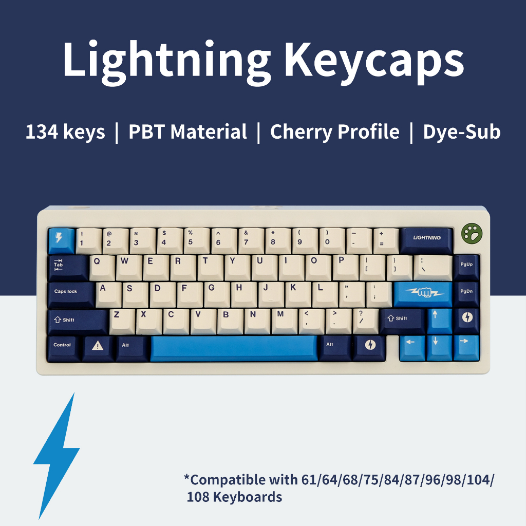 Lightning Keycaps โปรไฟล์เชอร์รี่ PBT Dye-Sub Royal Kludge Tecware ...