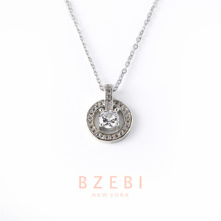 BZEBI สร้อยคอเงินแท้ ทองคําขาว ผู้หญิง จี้ สแตนเลส เพชร แฟชั่น necklace ผู้ชาย สไตล์เกาหลี เครื่องประดับ 18k ไม่ลอกไม่ดํา 710n