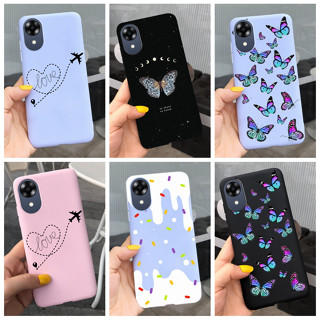 เคสโทรศัพท์มือถือแบบนิ่ม ลายการ์ตูนผีเสื้อ หัวใจ สําหรับ OPPO A15 A17 A17K A77s A15s A16K A16 A57 A57S A57e A77 A77s 4G 2022 A5 A9 2020