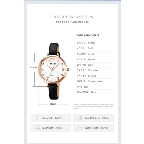 skmei-ใหม่-นาฬิกาข้อมือควอตซ์ลําลอง-สายหนัง-กันน้ํา-หรูหรา-แฟชั่นสําหรับผู้หญิง