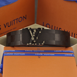 Louis Vuitton LV Element เข็มขัดโลหะ พิมพ์ลายนูน สองด้าน สไตล์นักธุรกิจ สําหรับผู้ชาย