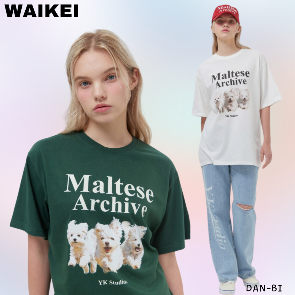 waikei-เสื้อยืดแขนครึ่ง-พิมพ์ลาย-maltese-archive-overfit-ของแท้-100-สไตล์เกาหลี-6-สี-seventeen-mingyu-pick