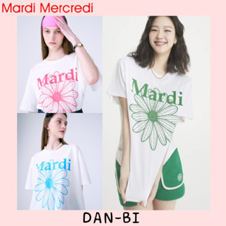 [MARDI Mercredi] เสื้อยืด พิมพ์ลายดอกไม้ สีขาว สีชมพู สีฟ้า ฟรีไซซ์ สําหรับผู้หญิง