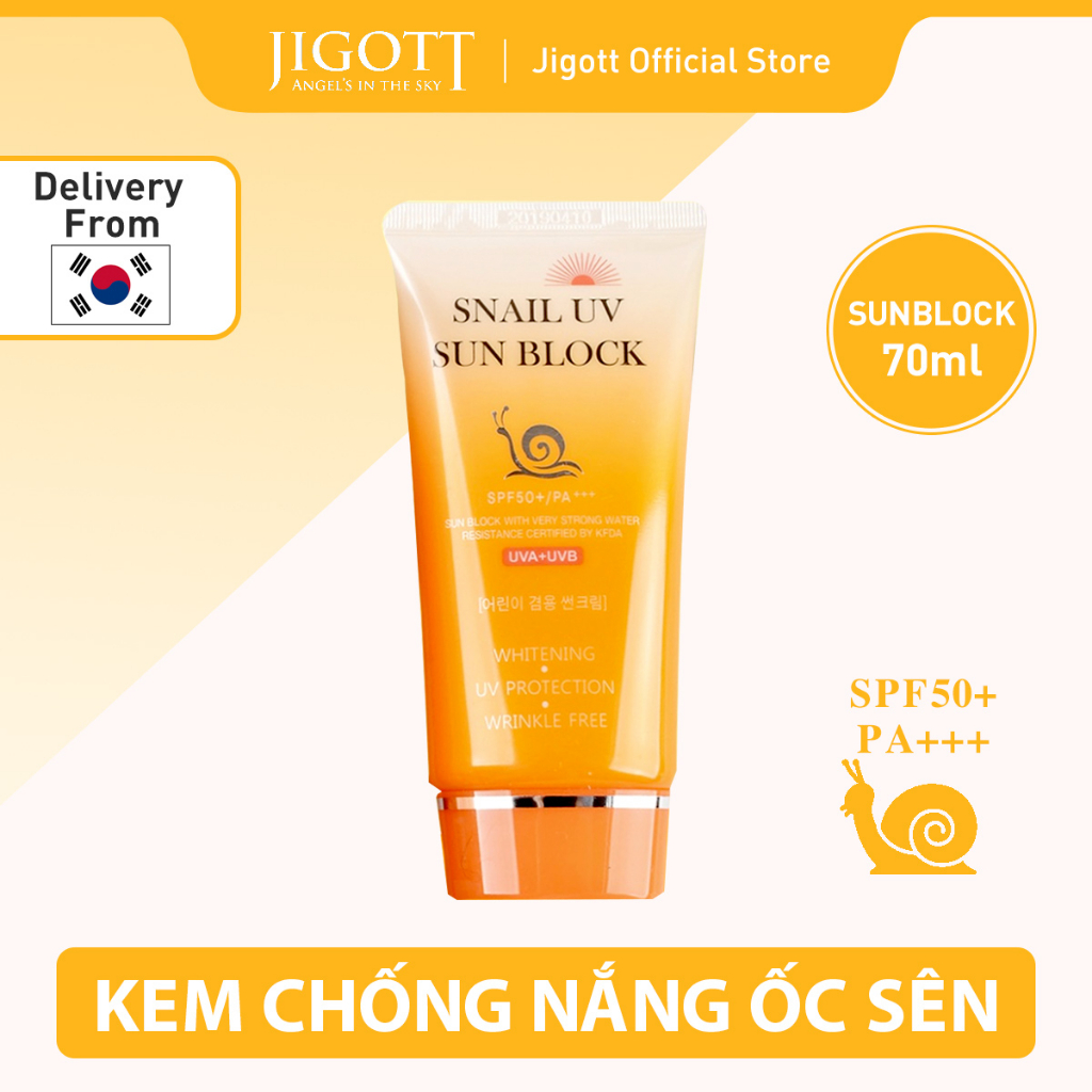 [KOREA] Jigott Snail ครีมกันแดด ให้ความชุ่มชื้น SPF50+ PA+++ 70 มล. ...
